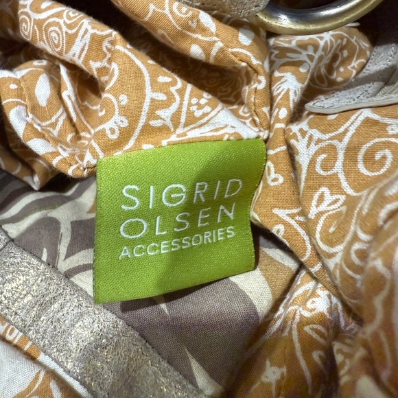 Sigrid Olsen Cotton Metallic Accent Linen Shoulder Bag Slouchy Design 16x10 - Picture 10 of 11